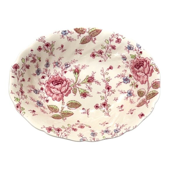 Johnson Brothers Rose Chintz Vegetable Bowl Porcelain 9" Oval Serving Vintage - Picture 3 of 9